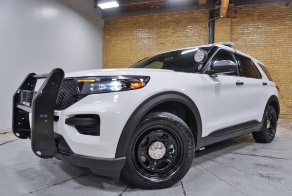 2021 Ford Explorer Police AWD Blue/White Lightbar and LED Lights, Dual Partition, Laptop Console, Siren Equipped