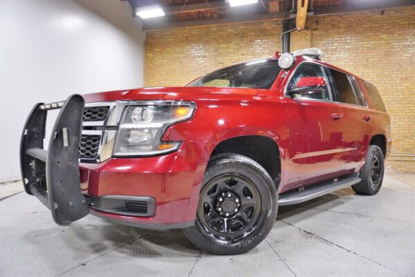 2018 Chevrolet Tahoe 2WD PPV Police Red/Blue Lightbar and LED Lights, Dual Partition, Console, Gun Rack, Siren Equipped