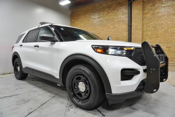 2021 Ford Explorer Police AWD Blue/White Lightbar and LED Lights, Dual Partition, Laptop Console, Siren Equipped - Image 3